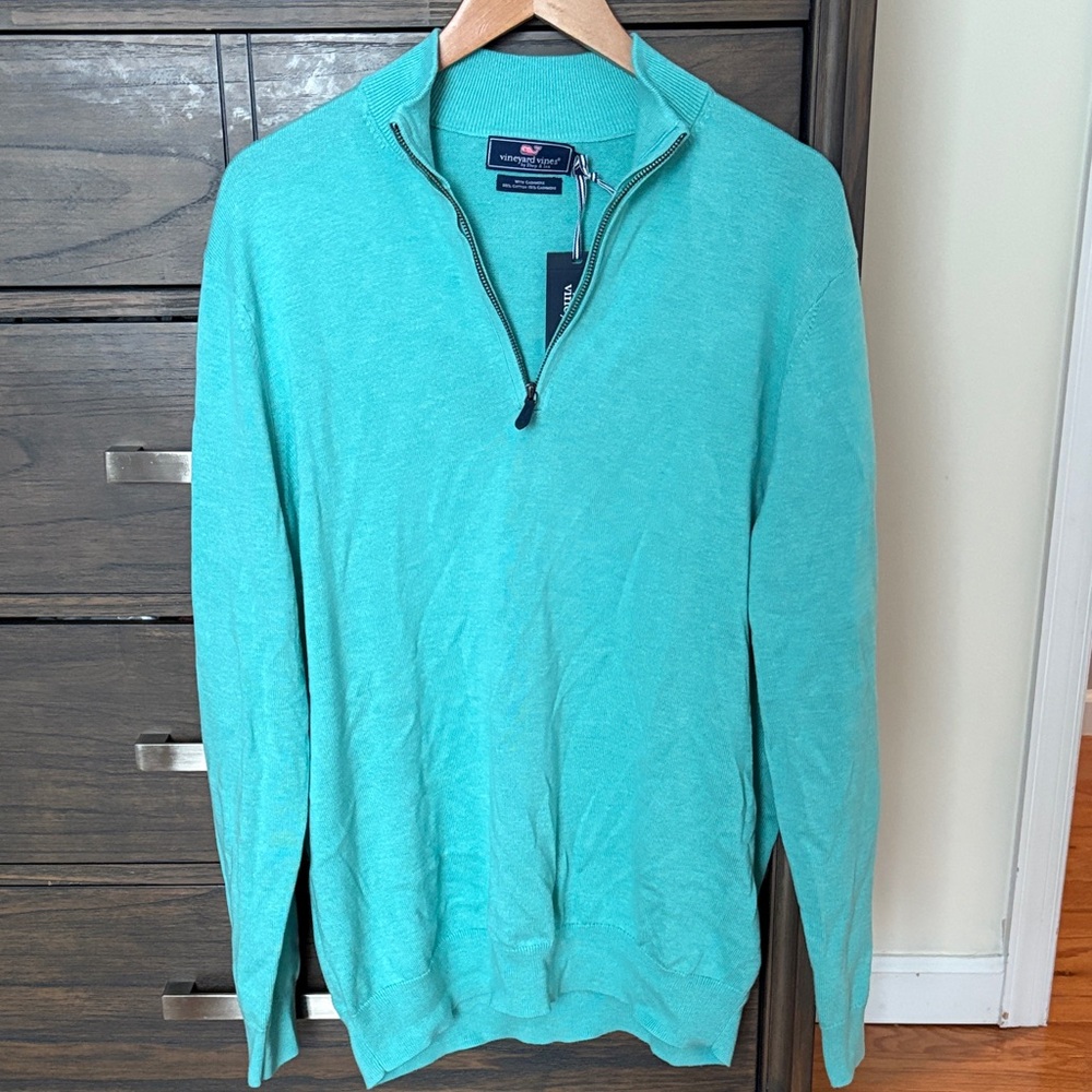 Vineyard Vines Men's Aqua Zip-Up Sweater
